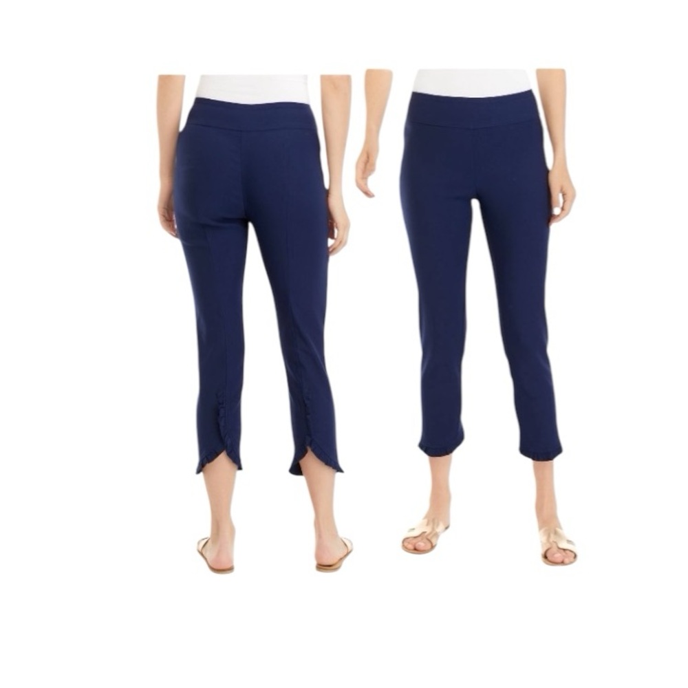 Crown & Ivy Blue Millennium Ruffle Hem Ankle Pants